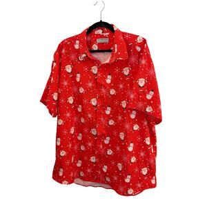 Whimsical Santa Clause Ugly Christmas Party Shirt Bright Red Size Mens XL